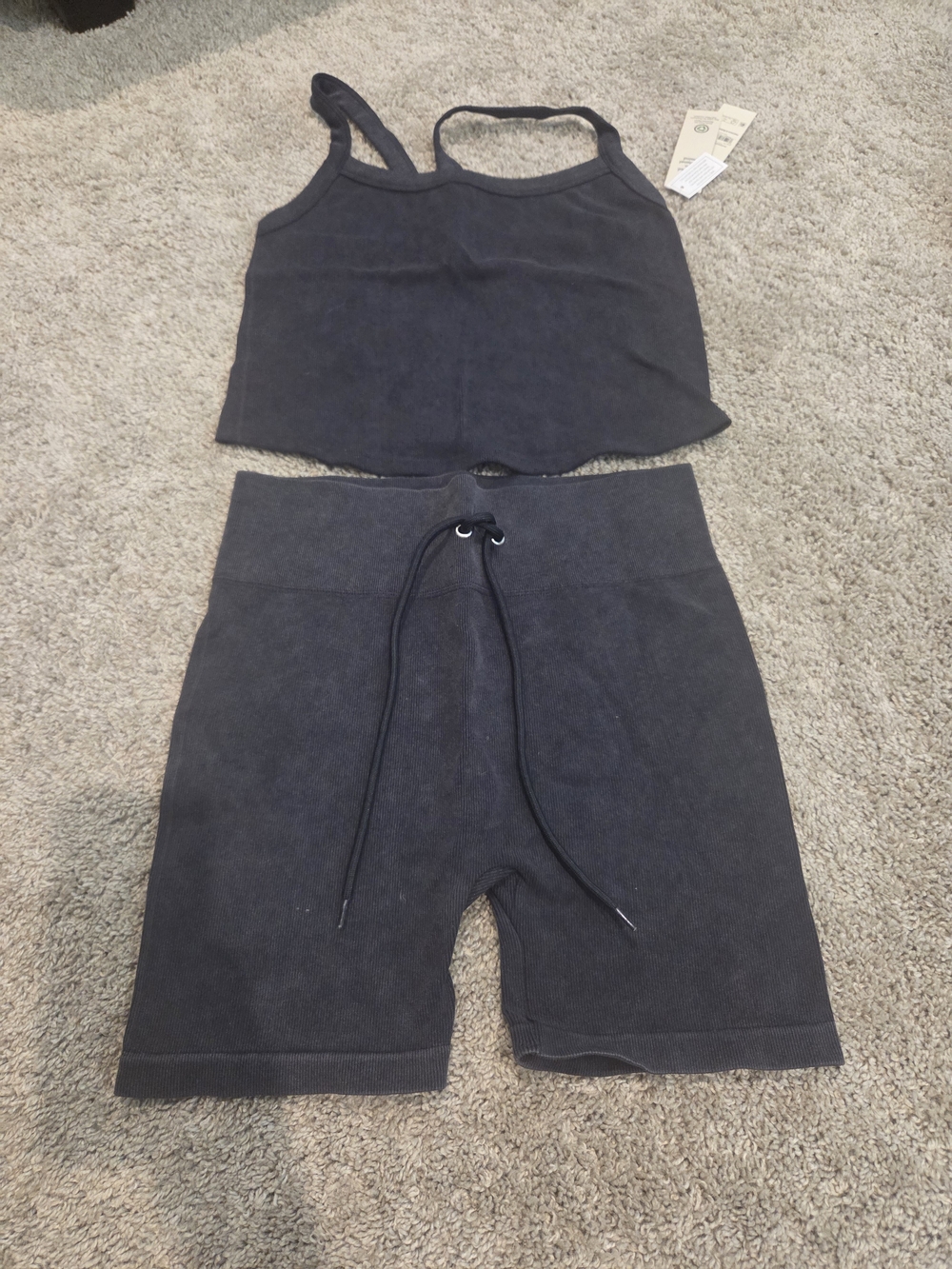 Womens Ribbed Biker Short Set